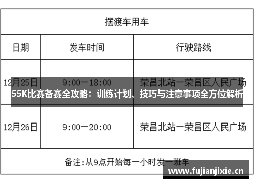 55K比赛备赛全攻略:训练计划、技巧与注意事项全方位解析